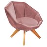 Kit 2 Poltronas Giratória Jaspe Veludo Base de Madeira - D'Rossi - Rosa - 4