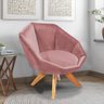 Kit 2 Poltronas Giratória Jaspe Veludo Base de Madeira - D'Rossi - Rosa - 2