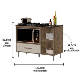 Balcão para Cooktop Cordoba Mizza Decor Canela Off White - 5