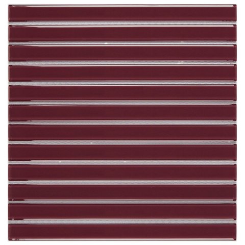 Pastilha de Vidro Filetto de 30cm x 30cm Rende Glass Mosaic Vermelho/Vinho