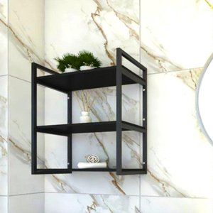 Nicho Industrial para Banheiro - Prateleira para Toalhas - Ferro e Madeira