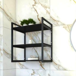 Nicho Industrial para Banheiro - Prateleira para Toalhas - Ferro e Madeira - 1 Nicho Industrial para Banheiro - Prateleira para Toalhas - Ferro e Madeira - 1