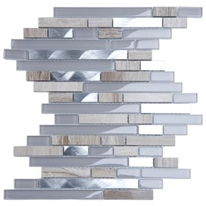 Kit Pastilha de Vidro Marmore com 11 Placas de 30cm X 30cm Rende 1m² Glass Mosaic