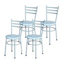 Ver imagem 1 de Conjunto 4 Cadeiras Epoxi Cinza para Cozinha Assento Estampado Cor:floral Gelo