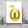 Quadro para Cozinha Maçã Dourada 33x24cm - com Vidro:moldura Preta - 1