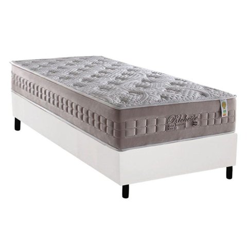 Cama Box Solteiro: Colchão Molas Anjos Richessebase Courano Branco(88x188)