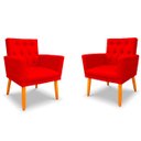 Ver imagem 1 de Kit 2 Poltronas Cadeira com Capitonê para Sala Clássica e Confortável em Suede
