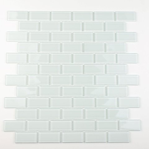 Pastilha de Vidro Cristal de 29cm x 29cm Rende Glass Mosaic Branco