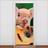 Adesivo Para Porta Animais Porquinho Com Violão- 83X210Cm - 1