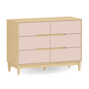 Ver imagem 2 de Cômoda Infantil Tomi 6 Gavetas em Mdf – Carvalho Malva com Rosa