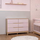 Ver imagem 5 de Cômoda Infantil Tomi 6 Gavetas em MDF – Carvalho Malva com Rosa