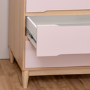 Ver imagem 4 de Cômoda Infantil Tomi 6 Gavetas em MDF – Carvalho Malva com Rosa