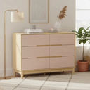 Ver imagem 2 de Cômoda Infantil Tomi 6 Gavetas em MDF – Carvalho Malva com Rosa