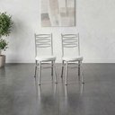 Ver imagem 3 de Conjunto 8 Cadeiras para Sala de Jantar Debrum Cromado/Branco
