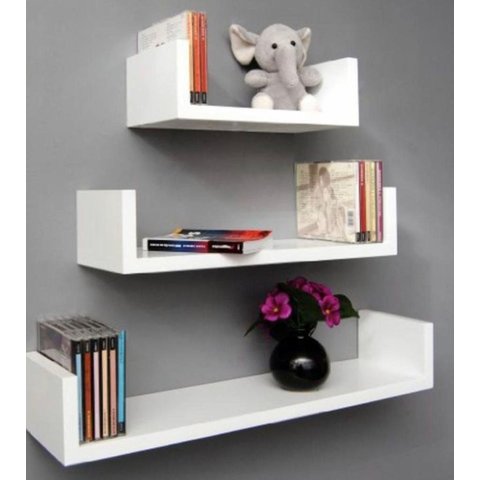 Nicho Prateleira U 20/30/40 Branco MDP Decorativo 10 Profunidade