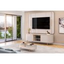 Ver imagem 2 de Rack Bancada C/ Painel P/ Tv até 65 Pol Adele Led e Nichos 180x189cm Off White - Dj Móveis