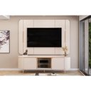 Ver imagem 1 de Rack Bancada C/ Painel P/ Tv até 65 Pol Adele Led e Nichos 180x189cm Off White - Dj Móveis