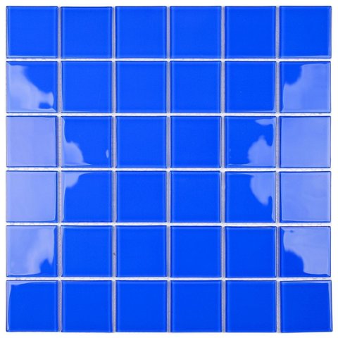 Pastilha de Vidro Cristal de 29cm x 29cm Rende Glass Mosaic Azul