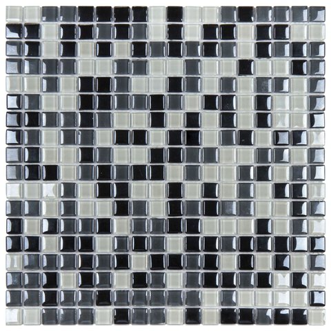 Pastilha de Vidro e Metal de 30cm x 30cm Rende Glass Mosaic Colorido/Preto/Branco/Cinza