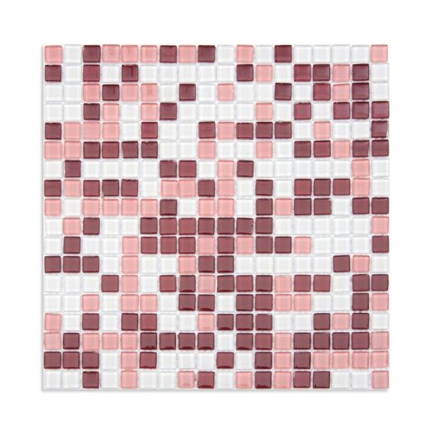 Pastilha de Vidro Cristal de 30cm x 30cm Rende Glass Mosaic Colorido/Vinho Real/Rosa Clara/Branco