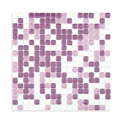 Pastilha de Vidro Cristal de 30cm x 30cm Rende Glass Mosaic Colorido/Lilás/Branco