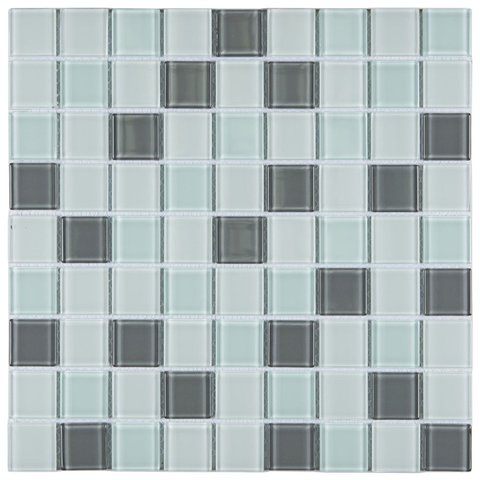 Pastilha de Vidro Miscelanea de 29cm x 29cm Rende Glass Mosaic Colorido/Cinza/Branco