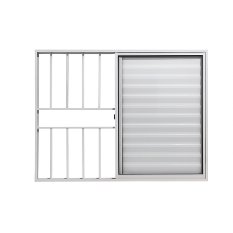 Veneziana 3 Folhas Aluminio Branco com Grade 1,00x1,00
