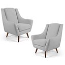 Ver imagem 1 de Kit 02 Poltronas Juliet Pés De Madeira C-315 Cinza Claro