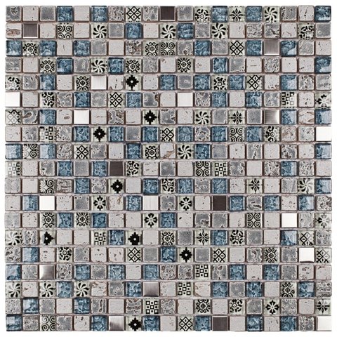 Pastilha de Vidro e Metal de 31cm X 31cm Rende Glass Mosaic