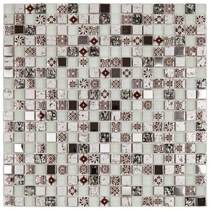 Pastilha de Vidro e Metal de 30cm X 30cm Rende Glass Mosaic