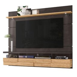 Painel Home Suspenso Lana 1.8 Titânio/Carvalho - PR Móveis - 1