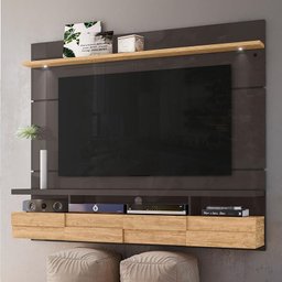 Painel Home Suspenso Lana 1.8 Titânio/Carvalho - PR Móveis - 2