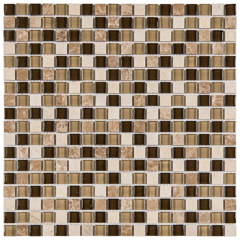 Pastilha de Vidro Matisse de 30cm x 30cm Rende Glass Mosaic Marrom/Escuro