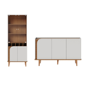 Ver imagem 1 de Cristaleira com Buffet Jurerê Detalhes Ripado Off White Matte/ Freijó - Colibri