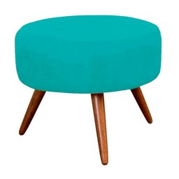 Puff Banqueta Redondo Classic Suede Azul Turquesa - DS Estofados - 1