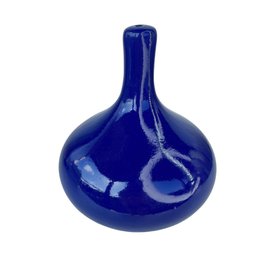Enfeite decoração sala quarto vaso garrafa redondo azul bic - 1