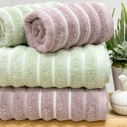 Jogo de Toalha Ondas 100% Algodão 450g/m² 4 Peças Banho e Rosto Verde e Rosa - 2