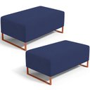 Ver imagem 1 de Kit 02 Puffs Decorativo Sala De Estar Cléo 90cm W01 Base Ferro Cobre Suede Azul Marinho - Lyam Decor
