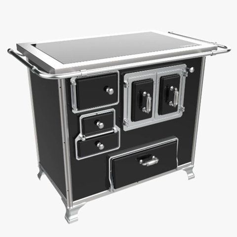 Fogão a Lenha Venâncio Vitrocerâmico N° 02 Gabinete e Porta Dupla Direito Preto S/ Tampa Fl2gv