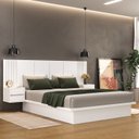 Ver imagem 1 de Cama Casal com Cabeceira 2 Mesa de Apoio 4 Gavetas 8281 Yescasa Branco