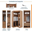 Ver imagem 3 de Guarda Roupa Modulado de Canto 10 Portas e 1 Mesa de Cabeceira Hera CabeCasa MadeiraOriginals Marrom/Louro