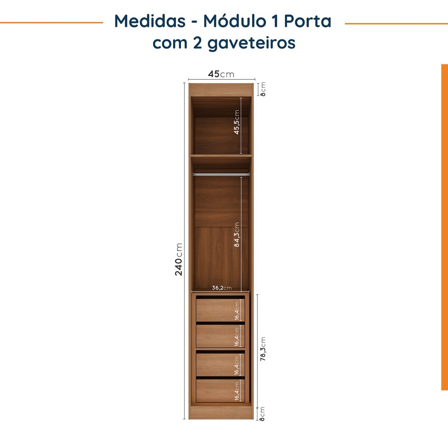 Guarda Roupa Modulado de Canto 10 Portas 5 Peças e 2 Mesas de Cabeceira Hera CabeCasa MadeiraMadeira - 8