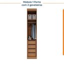 Ver imagem 7 de Guarda Roupa Modulado de Canto 10 Portas e 1 Mesa de Cabeceira Hera CabeCasa MadeiraOriginals Marrom/Louro
