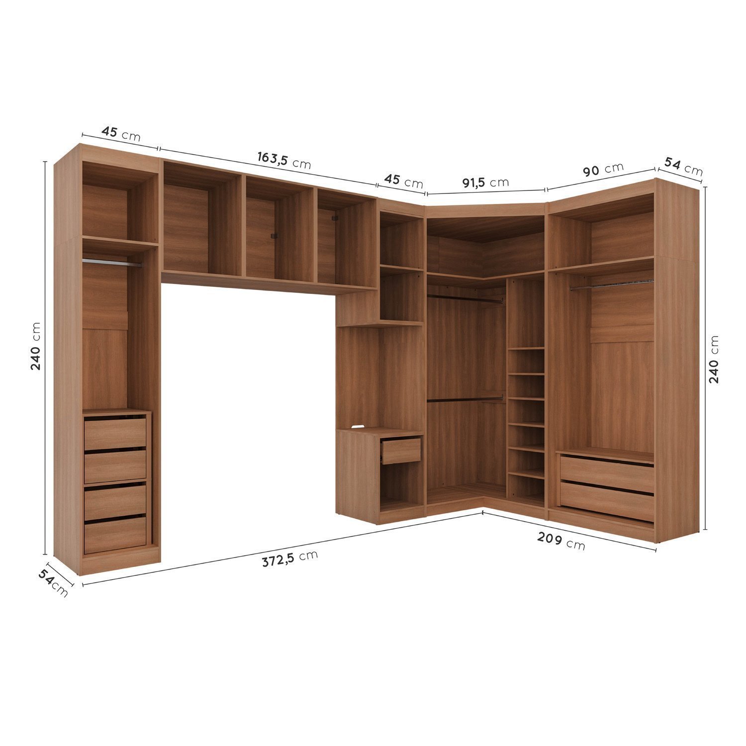 Guarda Roupa Modulado de Canto 10 Portas 5 Peças e 2 Mesas de Cabeceira Hera CabeCasa MadeiraMadeira - 5