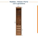Ver mais imagens de Guarda Roupa Modulado de Canto 10 Portas e 1 Mesa de Cabeceira Hera CabeCasa MadeiraOriginals Marrom/Louro/Algodão