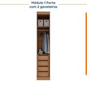 Ver imagem 7 de Guarda Roupa Modulado de Canto 10 Portas e 1 Mesa de Cabeceira Hera CabeCasa MadeiraOriginals Marrom/Louro/Algodão