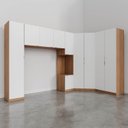 Ver imagem 6 de Guarda Roupa Modulado de Canto 10 Portas e 1 Mesa de Cabeceira Hera CabeCasa MadeiraOriginals Marrom/Louro/Algodão