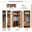 Ver imagem 3 de Guarda Roupa Modulado de Canto 10 Portas e 1 Mesa de Cabeceira Hera CabeCasa MadeiraOriginals Marrom/Louro/Algodão