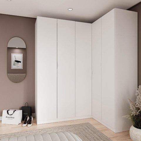 Guarda Roupa Modulado de Canto 5 Portas 3 Peças Hera CabeCasa MadeiraOriginals