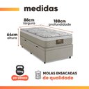 Ver imagem 3 de Cama Box Baú Solteiro Cristal Molas Ensacadas 88x188x64cm